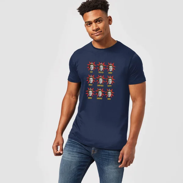 Elf Faces Men's Christmas T-Shirt - Navy 3 Elf Faces Men's Christmas T-Shirt - Navy - Image 3