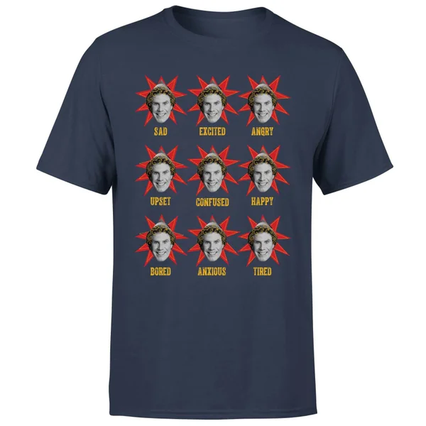 Elf Faces Men's Christmas T-Shirt - Navy 5 Elf Faces Men's Christmas T-Shirt - Navy - Image 5