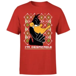 Looney Tunes Daffy Duck Knit Men's Christmas T-Shirt - Red 9 Looney Tunes Daffy Duck Knit Men's Christmas T-Shirt - Red -JD Looney Shop 11970151 1544627067017209