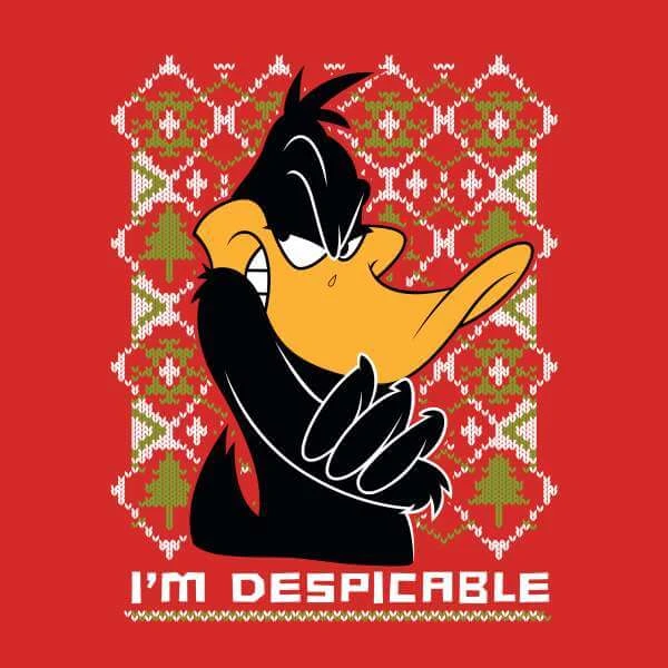 Looney Tunes Daffy Duck Knit Men's Christmas T-Shirt - Red 2 Looney Tunes Daffy Duck Knit Men's Christmas T-Shirt - Red - Image 2