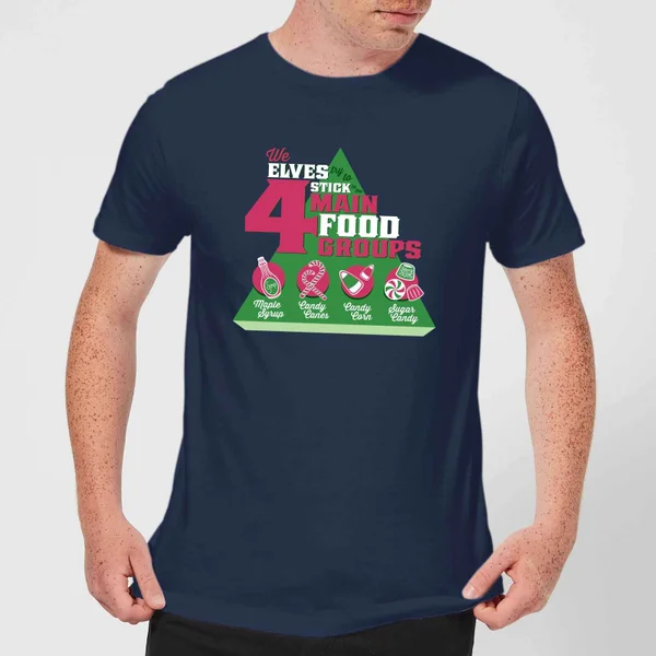Elf Food Groups Men's Christmas T-Shirt - Navy 1 Elf Food Groups Men's Christmas T-Shirt - Navy