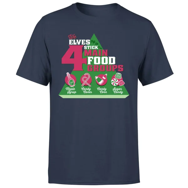 Elf Food Groups Men's Christmas T-Shirt - Navy 5 Elf Food Groups Men's Christmas T-Shirt - Navy - Image 5