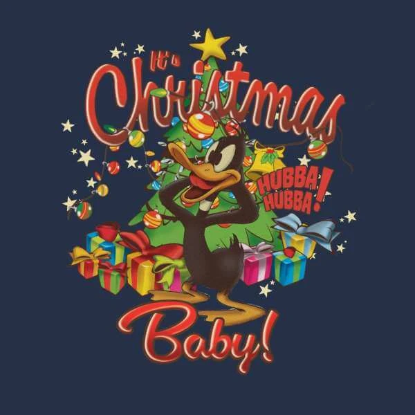 Looney Tunes Its Christmas Baby Men's Christmas T-Shirt - Navy 2 Looney Tunes Its Christmas Baby Men's Christmas T-Shirt - Navy - Image 2