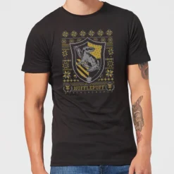 Harry Potter Hufflepuff Crest Men's Christmas T-Shirt - Black