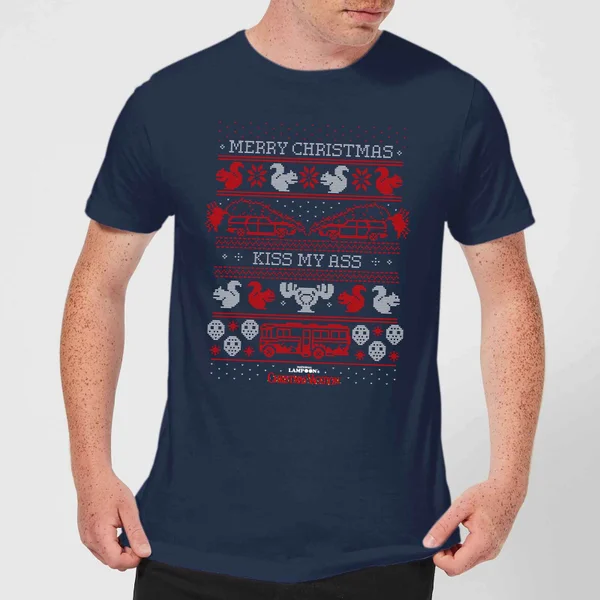 National Lampoon Merry Christmas Knit Men's Christmas T-Shirt - Navy 1 National Lampoon Merry Christmas Knit Men's Christmas T-Shirt - Navy