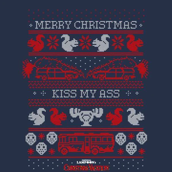 National Lampoon Merry Christmas Knit Men's Christmas T-Shirt - Navy 2 National Lampoon Merry Christmas Knit Men's Christmas T-Shirt - Navy - Image 2