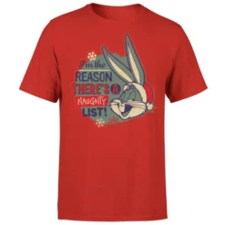 Looney Tunes I'm The Reason There Is A Naughty List Men's Christmas T-Shirt - Red 9 Looney Tunes I'm The Reason There Is A Naughty List Men's Christmas T-Shirt - Red -JD Looney Shop 11970256 4894627062795027