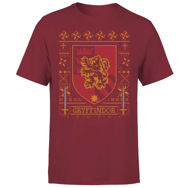 Harry Potter Gryffindor Crest Men's Christmas T-Shirt - Burgundy 5 Harry Potter Gryffindor Crest Men's Christmas T-Shirt - Burgundy - Image 5