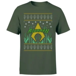 DC COMICS DC Aquaman Knit Men's Christmas T-Shirt - Forest Green