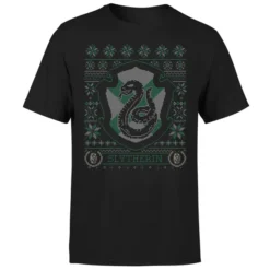 Harry Potter Slytherin Crest Men's Christmas T-Shirt - Black 9 Harry Potter Slytherin Crest Men's Christmas T-Shirt - Black -JD Looney Shop 11970295 1464627065539190