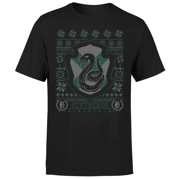 Harry Potter Slytherin Crest Men's Christmas T-Shirt - Black 5 Harry Potter Slytherin Crest Men's Christmas T-Shirt - Black - Image 5