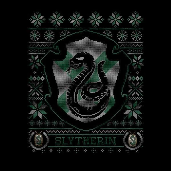 Harry Potter Slytherin Crest Men's Christmas T-Shirt - Black 2 Harry Potter Slytherin Crest Men's Christmas T-Shirt - Black - Image 2