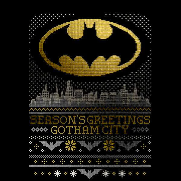DC COMICS DC Seasons Greetings From Gotham Men's Christmas T-Shirt - Black 2 DC COMICS DC Seasons Greetings From Gotham Men's Christmas T-Shirt - Black - Image 2