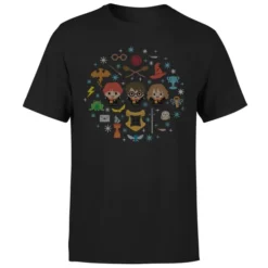 Harry Potter Characters Men's Christmas T-Shirt - Black -JD Looney Shop 11970349 1564627067827935