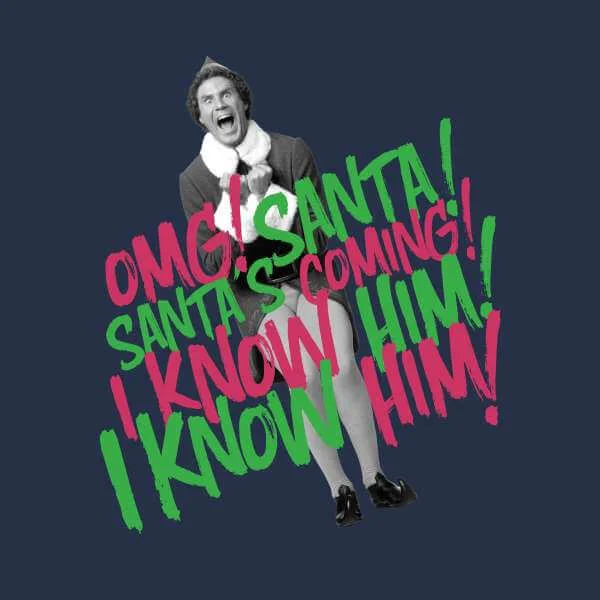 Elf Santa! I Know Him! Men's Christmas T-Shirt - Navy 2 Elf Santa! I Know Him! Men's Christmas T-Shirt - Navy - Image 2