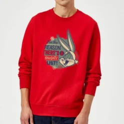 Looney Tunes I'm The Reason There Is A Naughty List Christmas Sweater - Red