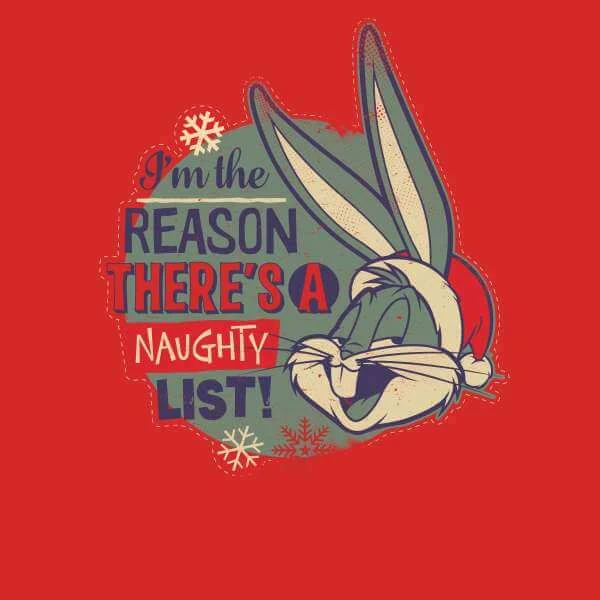 Looney Tunes I'm The Reason There Is A Naughty List Christmas Sweater - Red 2 Looney Tunes I'm The Reason There Is A Naughty List Christmas Sweater - Red - Image 2
