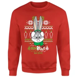 Looney Tunes Bugs Bunny Knit Christmas Sweater - Red -JD Looney Shop 11970394 8714627070485539
