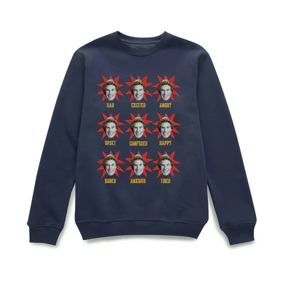 Elf Faces Christmas Sweater - Navy 2 Elf Faces Christmas Sweater - Navy - Image 2