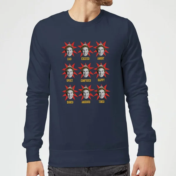 Elf Faces Christmas Sweater - Navy 3 Elf Faces Christmas Sweater - Navy - Image 3