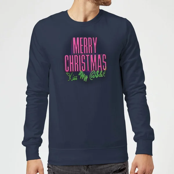 National Lampoon Merry Christmas (Kiss My @$$) Christmas Sweater - Navy 1 National Lampoon Merry Christmas (Kiss My @$$) Christmas Sweater - Navy