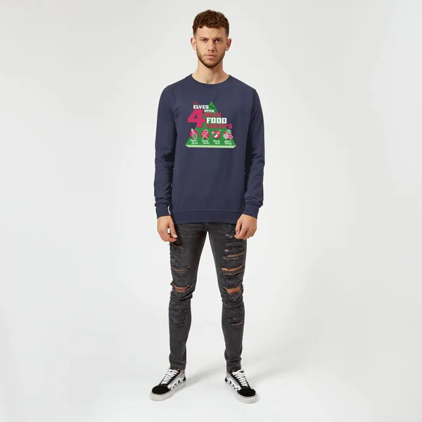 Elf Food Groups Christmas Sweater - Navy 4 Elf Food Groups Christmas Sweater - Navy - Image 4