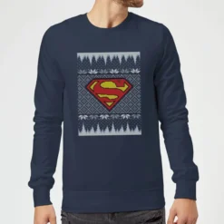 DC COMICS DC Superman Knit Christmas Sweater - Navy -JD Looney Shop 11970622 1945093129333382
