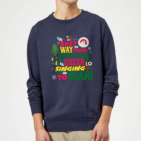Elf Christmas Cheer Christmas Sweater - Navy 1 Elf Christmas Cheer Christmas Sweater - Navy