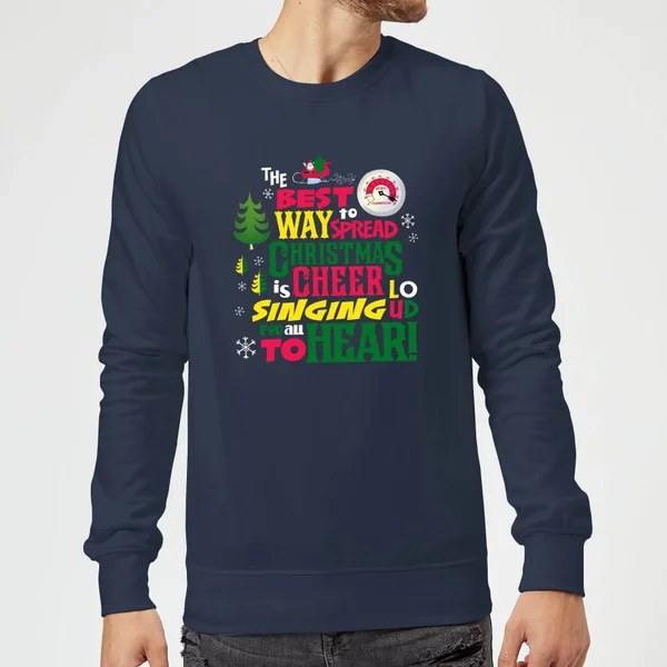 Elf Christmas Cheer Christmas Sweater - Navy 3 Elf Christmas Cheer Christmas Sweater - Navy - Image 3
