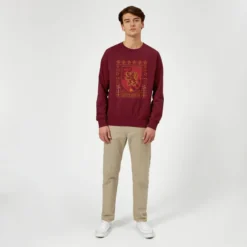 Harry Potter Gryffindor Crest Christmas Sweater - Burgundy 6 Harry Potter Gryffindor Crest Christmas Sweater - Burgundy -JD Looney Shop 11970673 1004627071469011