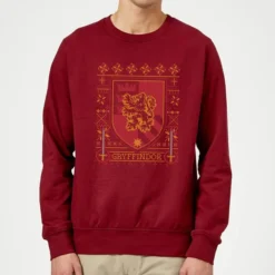 Harry Potter Gryffindor Crest Christmas Sweater - Burgundy