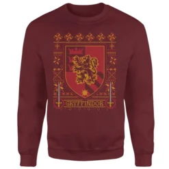 Harry Potter Gryffindor Crest Christmas Sweater - Burgundy 7 Harry Potter Gryffindor Crest Christmas Sweater - Burgundy -JD Looney Shop 11970673 1894627071668652