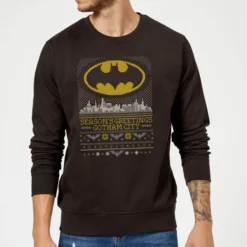 DC COMICS DC Seasons Greetings From Gotham Christmas Sweater - Black