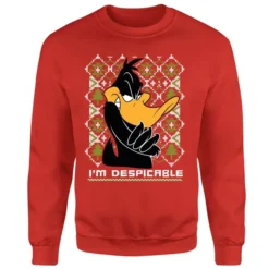 Looney Tunes Daffy Duck Knit Christmas Sweater - Red -JD Looney Shop 11970721 4884627066429191