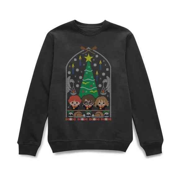 Harry Potter Hogwarts Tree Christmas Sweater - Black 2 Harry Potter Hogwarts Tree Christmas Sweater - Black - Image 2