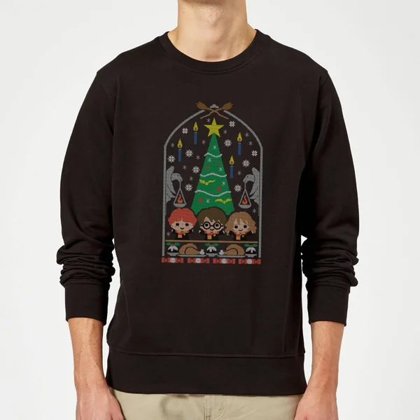 Harry Potter Hogwarts Tree Christmas Sweater - Black 1 Harry Potter Hogwarts Tree Christmas Sweater - Black