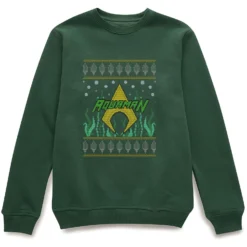 DC COMICS DC Aquaman Knit Christmas Sweater - Forest Green