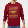 DC COMICS DC Wonder Woman Knit Christmas Sweater - Burgundy