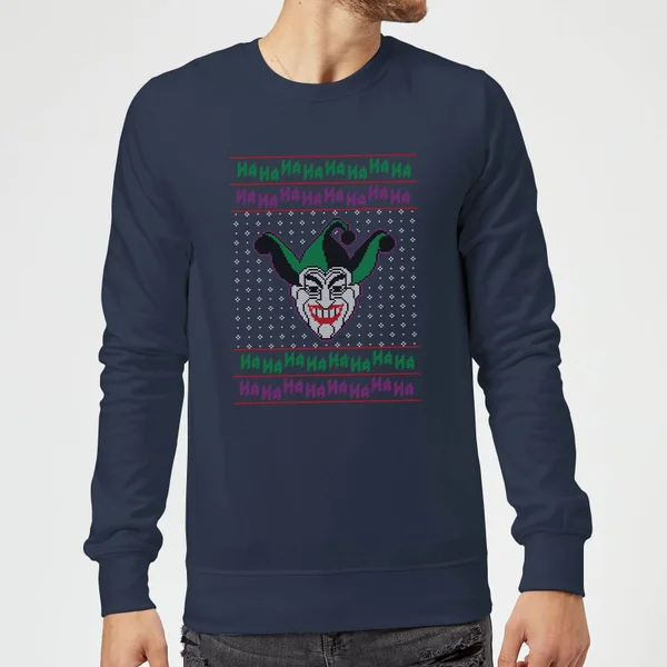 DC COMICS DC Joker Knit Christmas Sweater - Navy 3 DC COMICS DC Joker Knit Christmas Sweater - Navy - Image 3