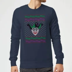 DC COMICS DC Joker Knit Christmas Sweater - Navy