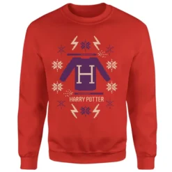 Harry Potter Christmas Sweater Christmas Jumper - Red -JD Looney Shop 12064848 2114657725354930