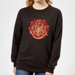 JD Looney Shop 19 Harry Potter Hogwarts Christmas Crest Women's Christmas Jumper - Black