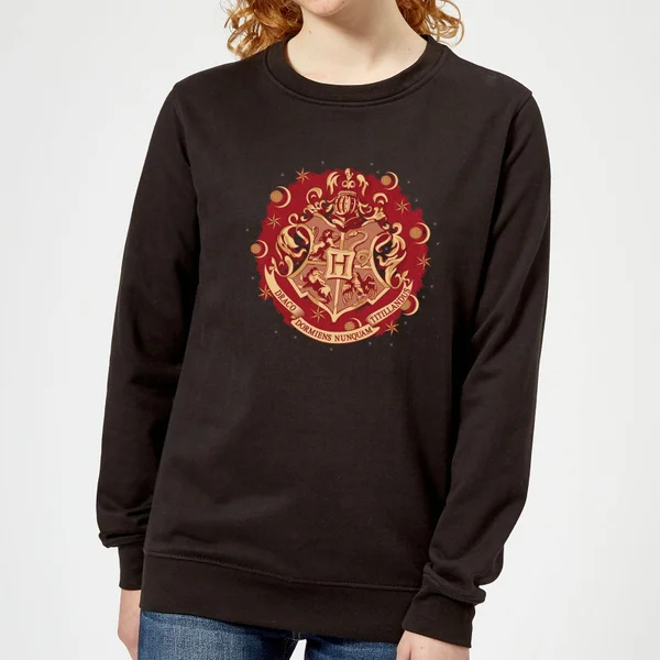 Harry Potter Hogwarts Christmas Crest Women's Christmas Jumper - Black 1 Harry Potter Hogwarts Christmas Crest Women's Christmas Jumper - Black