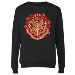 Harry Potter Hogwarts Christmas Crest Women's Christmas Jumper - Black 7 Harry Potter Hogwarts Christmas Crest Women's Christmas Jumper - Black -JD Looney Shop 12066471 9424657859342316