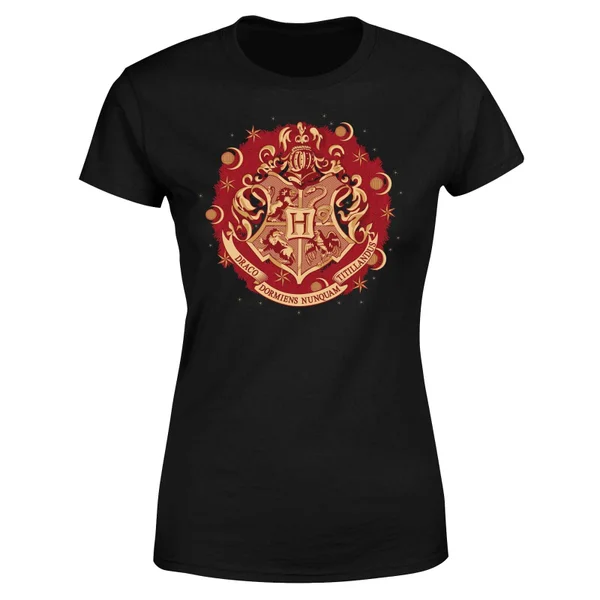 Harry Potter Hogwarts Christmas Crest Women's T-Shirt - Black 5 Harry Potter Hogwarts Christmas Crest Women's T-Shirt - Black - Image 5