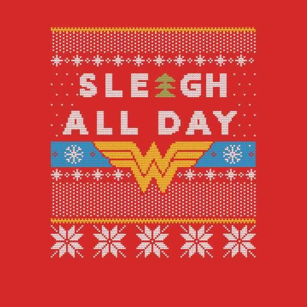 DC COMICS Wonder Woman 'Sleigh All Day Christmas Sweater - Red 2 DC COMICS Wonder Woman 'Sleigh All Day Christmas Sweater - Red - Image 2