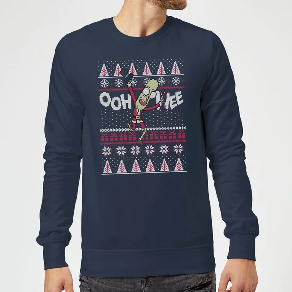 Rick And Morty Ooh Wee Christmas Sweater - Navy 1 Rick And Morty Ooh Wee Christmas Sweater - Navy