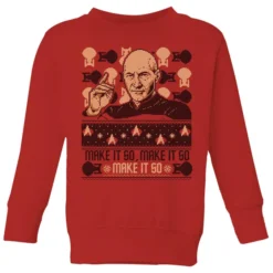 Star Trek: The Next Generation Make It So Kids' Christmas Sweater - Red
