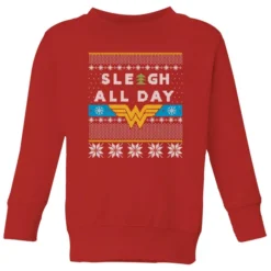 DC COMICS Wonder Woman 'Sleigh All Day Kids' Christmas Sweater - Red