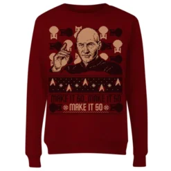 Star Trek: The Next Generation Make It So Women's Christmas Sweater - Burgundy -JD Looney Shop 12336119 1144714272432279